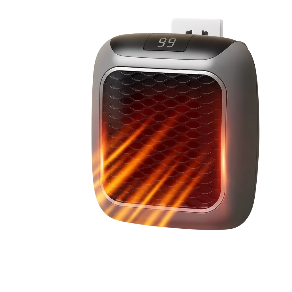 HeatMe Pro plug-in ceramic wall heater warming a room